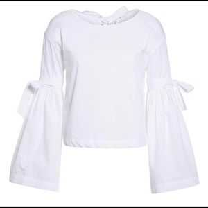 Free People White Bell Sleeve Tie Top